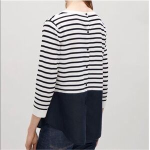 COS Stripe Silk Paneled Knit Top Button Blouse